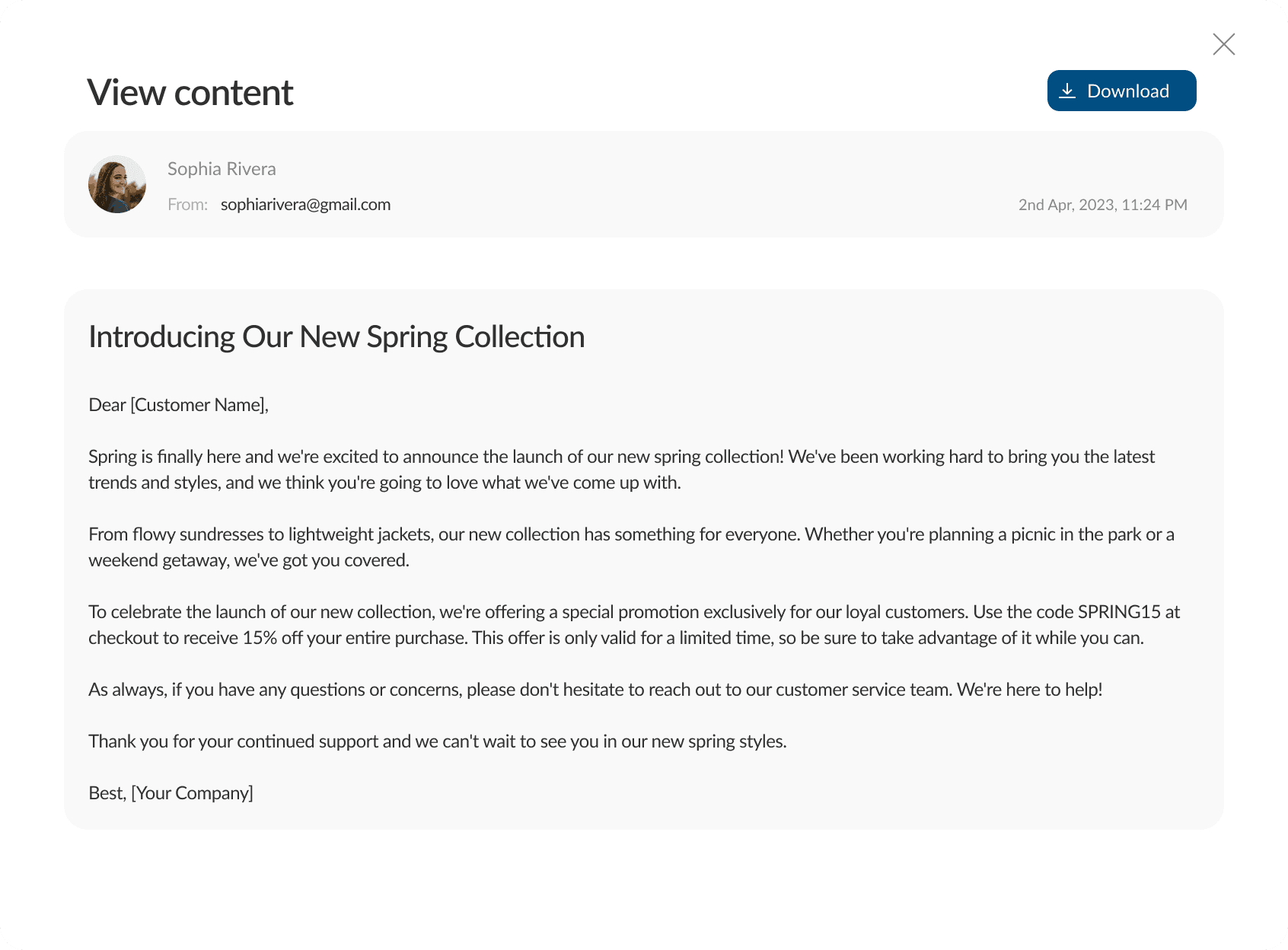 Email Archive - Email Content